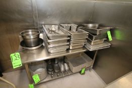 Lot of Assorted S/S Inserts, Includes S/S Pots and Pans, S/S Scoops, Aprox. (40) S/S Pans with Cart,
