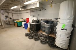 Lot of Assorted Rubbermaid Products, Includes Assortment of Brute Trash Cans, Trash Can Carts, (3)