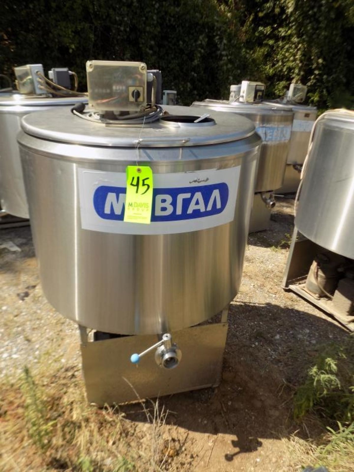 Ermicon (Packo) Aprox. 300 L/79 Gal. S/S Jacketed Farm Tank with Hinged Lid, Twin Blade Prop,