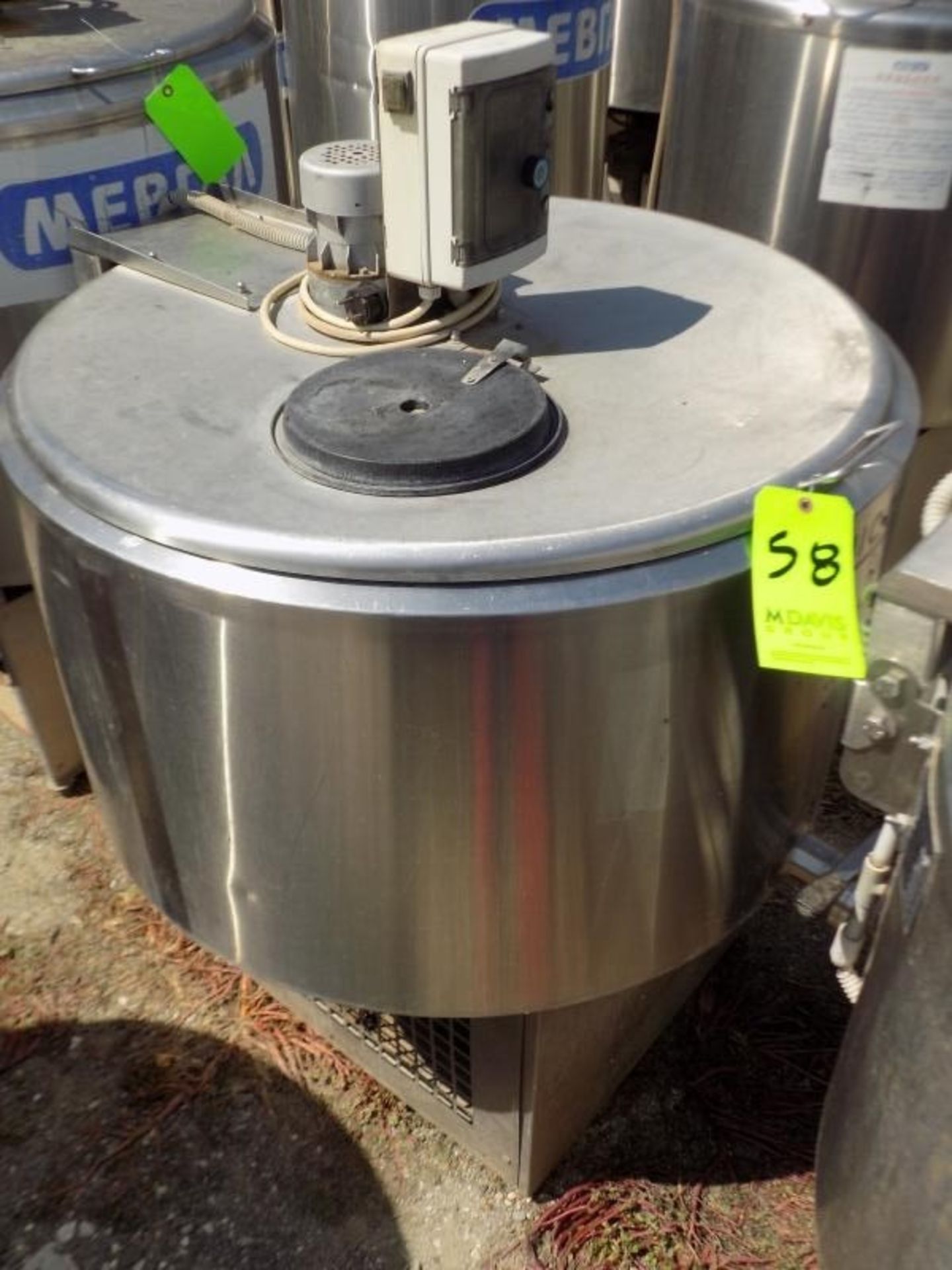 Ermicon (Packo) Aprox. 200L/52 Gal. S/S Jacketed Farm Tank with Hinged Lid, Twin Blade Prop, Motor