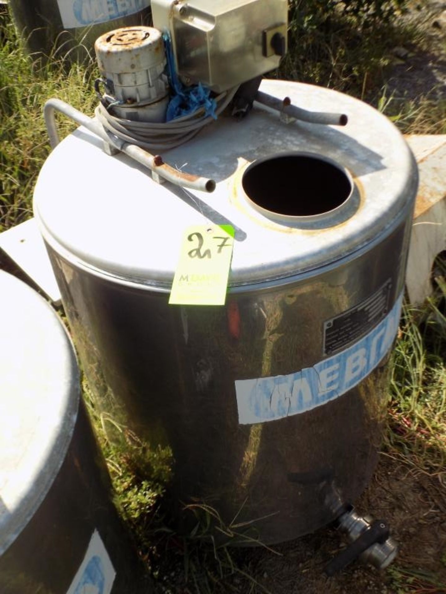 Japy Aprox. 320 L/85 Gal. Jacketed S/S Farm Tank with Hinged Lid, Twin Blade Prop, Motor with