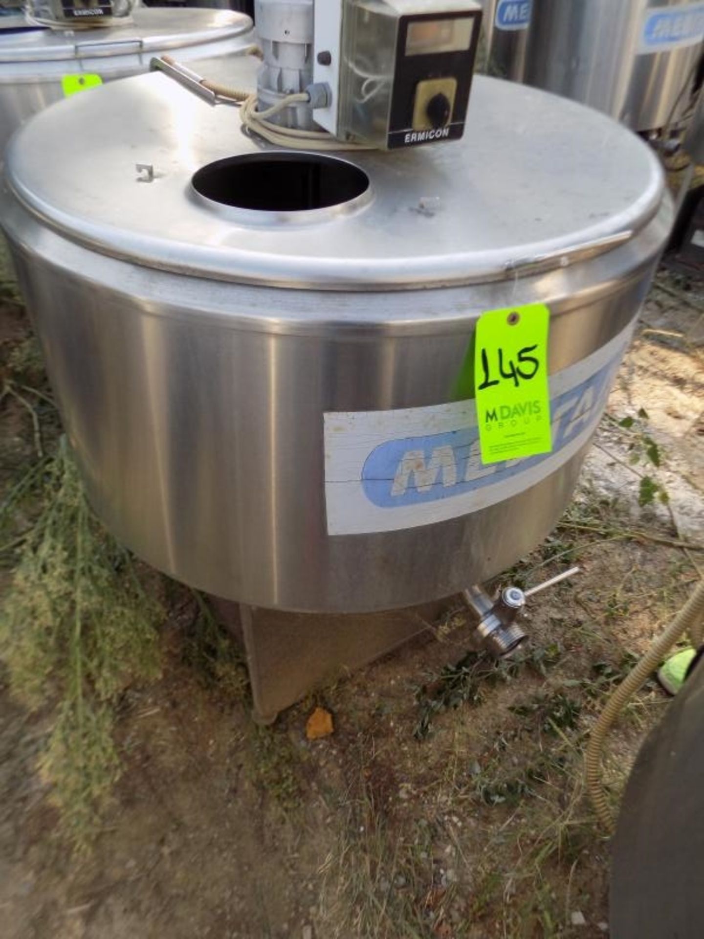 Ermicon (Packo) Aprox. 200L/52 Gal. S/S Jacketed Farm Tank with Hinged Lid, Twin Blade Prop, Motor