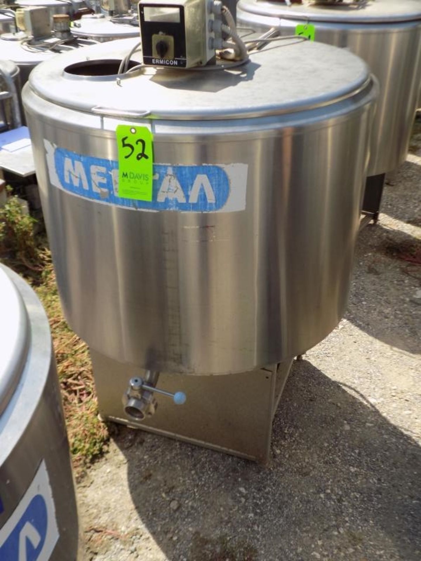 Ermicon (Packo) Aprox. 300 L/79 Gal. S/S Jacketed Farm Tank with Hinged Lid, Twin Blade Prop,