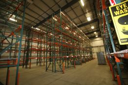 (54) Sect Pallet Racking, Bolt Type , 4" W Uprights, 8 ft L, Aprox 24 ft Uprights, with Cage B