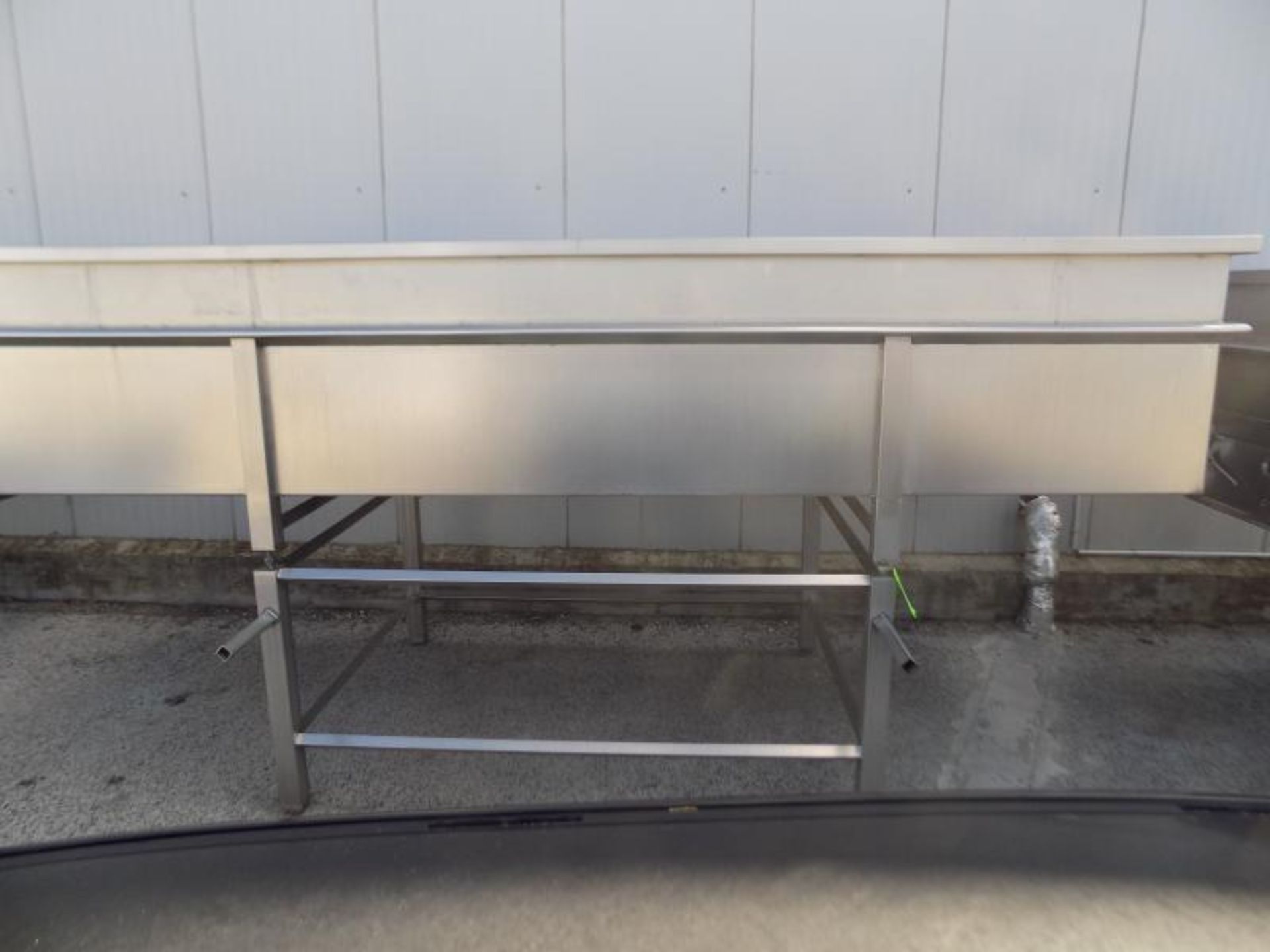 Aprox. 400 cm L x 80 cm H x 150 cm W 2-Compartment Open Top S/S Cheese Vat/Tank with Divider and (2)