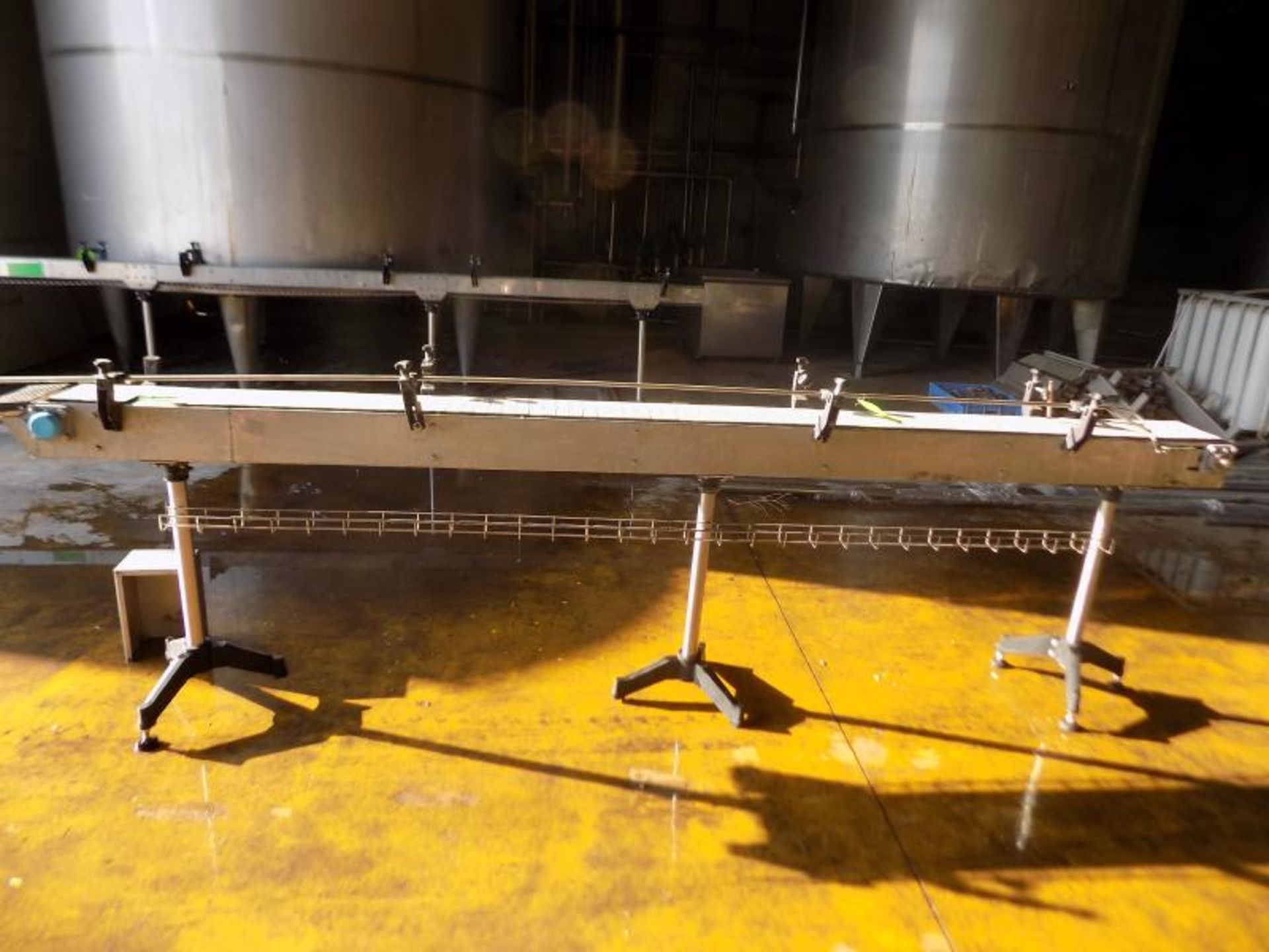 Aprox. 360 cm L x 19 cm H Product Conveyor with Plastic Chain and Leg Supports ("AS IS") (NOTE Motor - Image 2 of 3