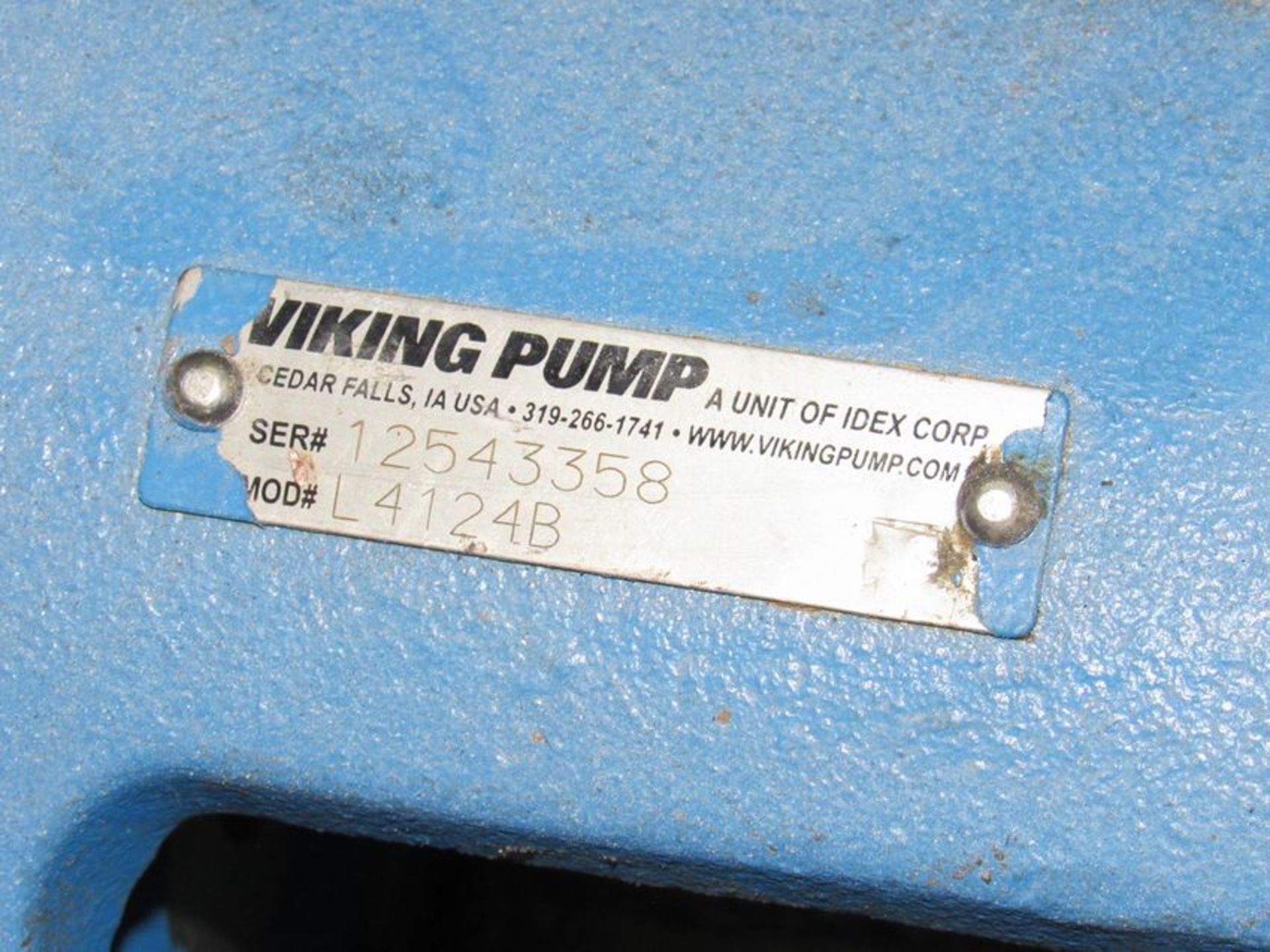 Viking Pump Model L4124B, Serial #12543358, 2" inlet and outlet with relief valve, 3HP Motor -Free - Image 3 of 14