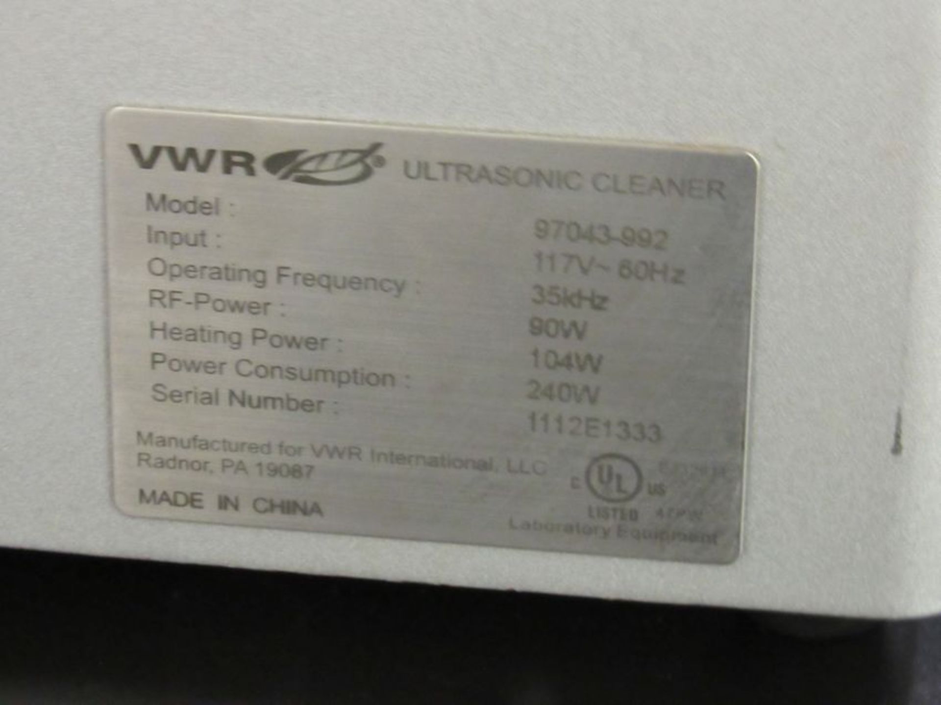 VWR Symphony Heated Sonicator Ultrasonic Cleaner. Model 97043-992, Serial No. 1112E1333. Removal and - Image 3 of 3