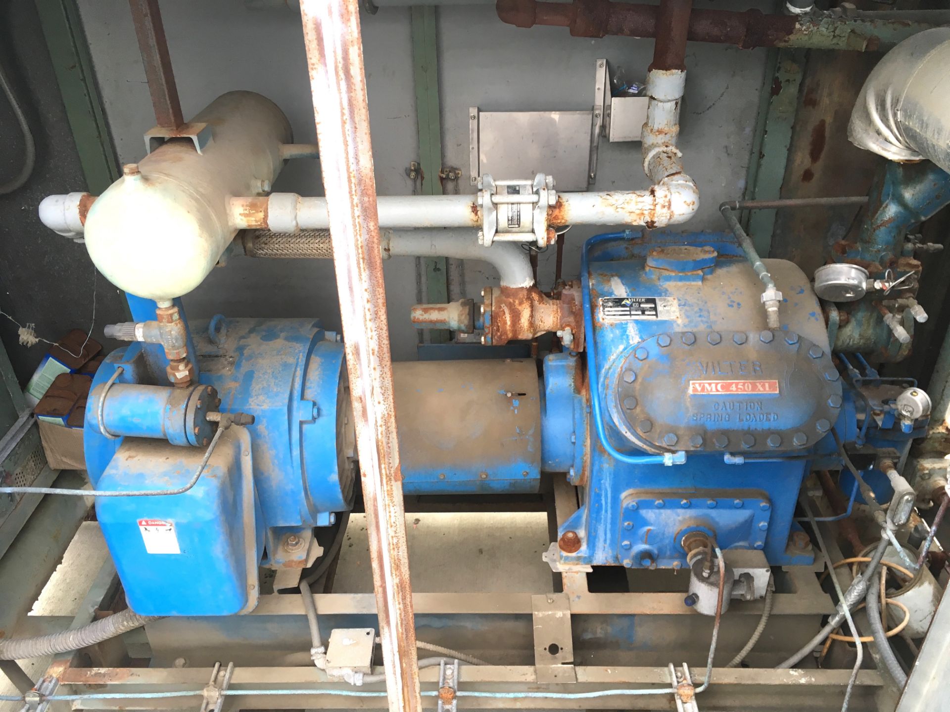 Vilter 454XL 4 Cylinder Ammonia Compressors Model: 454 XLB Serial: 81564R Last running at food