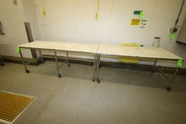 Portable Cutting Tables with Teflon Cutting Surface, Dimensions Aprox. 84" L x 30" W x 34" H and