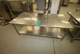 Assorted S/S Tables - (1) with Edlund Can Opener - Aprox. 72" L x 36" W x 29" H, (1) Aprox. 72" L