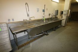 4-Bowl S/S Sink with Sprayers, (1) with Water Jets includes Dema Duo-Feed Model 652 Detergent/