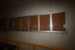 (3) Cork Boards - (2) with Viewing Glass, Aprox. Dimensions 8 ft. L x 3-1/2 ft. W, Aprox. 5 ft. L