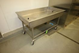 S/S Portable Drain Table - Top Dimensions Aprox. 60" L x 31-12" W x 7" Deep, Overall Dimensions