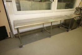 Portable S/S Tables - Aprox. 120" L x 35-1/2" W x 36" H and Aprox. 8 ft. L x 3 ft. W x 32" H, (1)