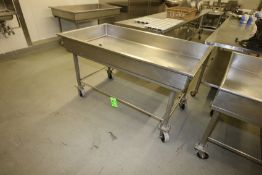 S/S Portable Drain Table - Top Dimensions Aprox. 60" L x 31-12" W x 7" Deep, Overall Dimensions