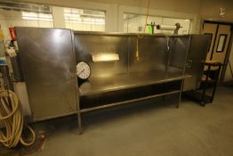 S/S Wrapping Station with Aprox. 90" L x 27-1/2" W Table with Bottom Shelf, (2) S/S Cabinets and