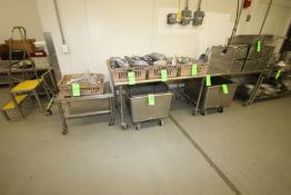 S/S Tables - (3) with S/S Bottom Shelves and Portable on Casters, Dimensions Aprox. 30" x 24" x 24";