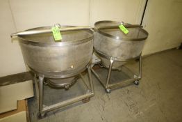 S/S Frying Funnels with Hoist Cross Bar and S/S Portable Carts, Funnel Dimensions Aprox. 33" Dia.