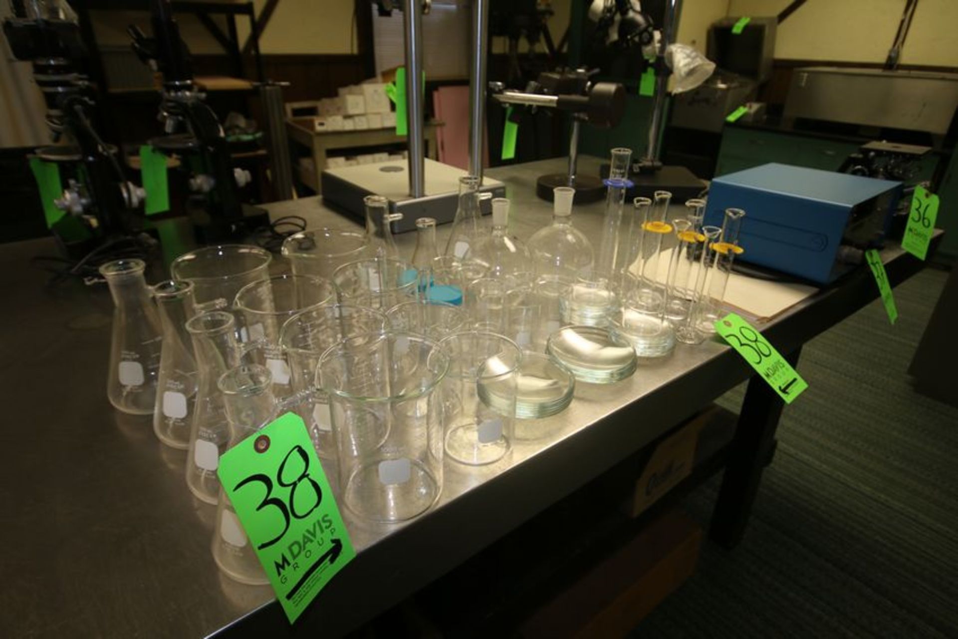 Assorted Lab Glassware, Includes Cylinders, Beakers, Erlenmeyer Flasks, Plates, and Other Glassware - Image 2 of 2