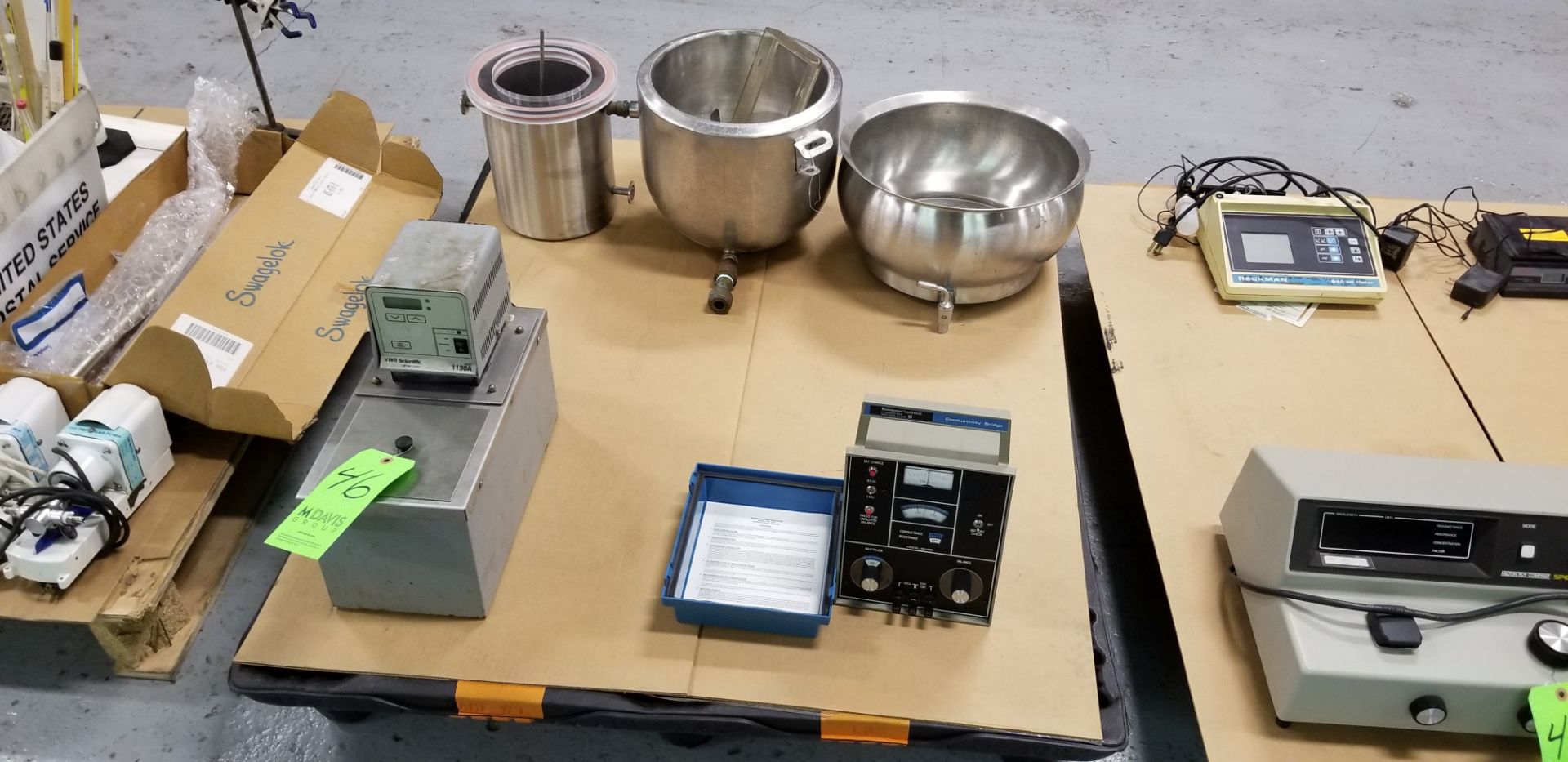 Assorted Lab Equipment on One Pallet includes VWR Temperature Water Bath, #1130A, S/N 513830;