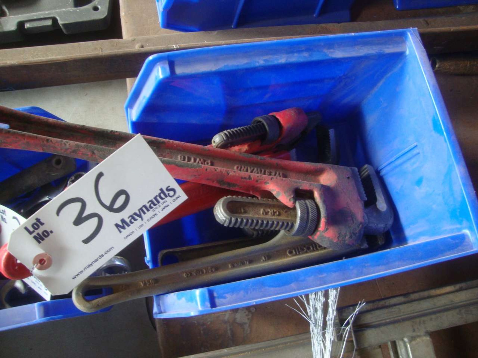 Lot of pipe wrenches