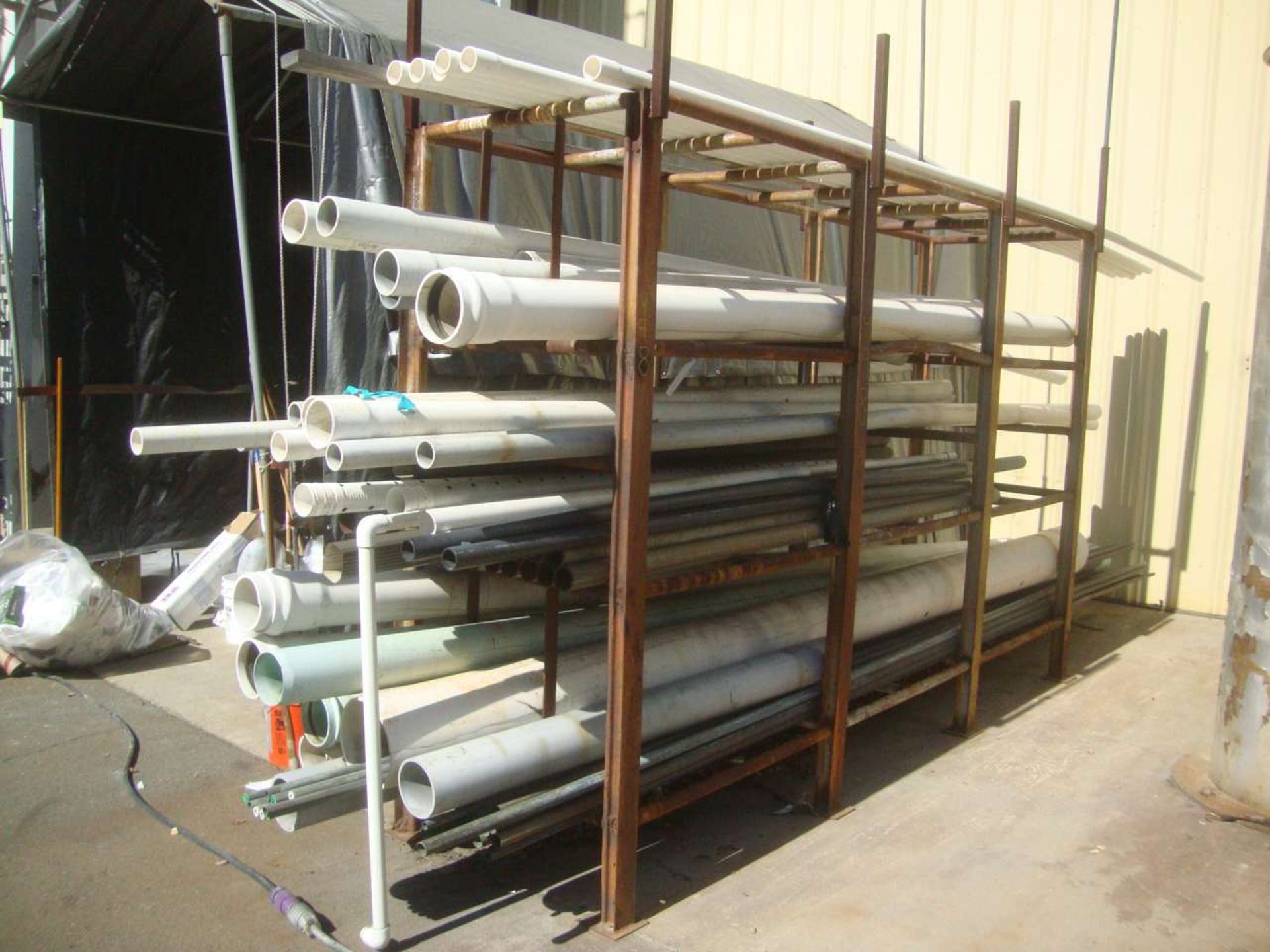Steel rack with PVC pipe