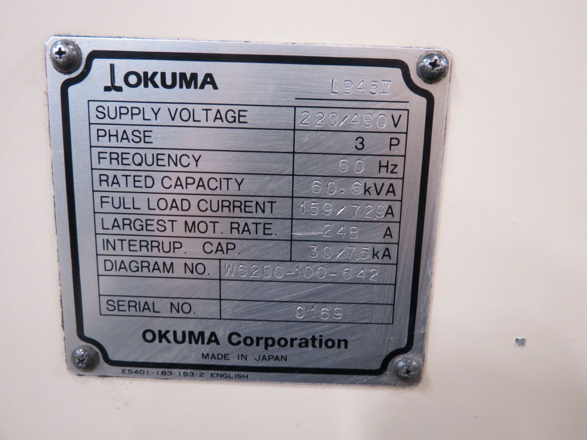 Okuma LB-45II CNC Hollow Spindle Turning Center, OSP 7000L control, 7" bore, 24" Dual chuck, - Image 6 of 8