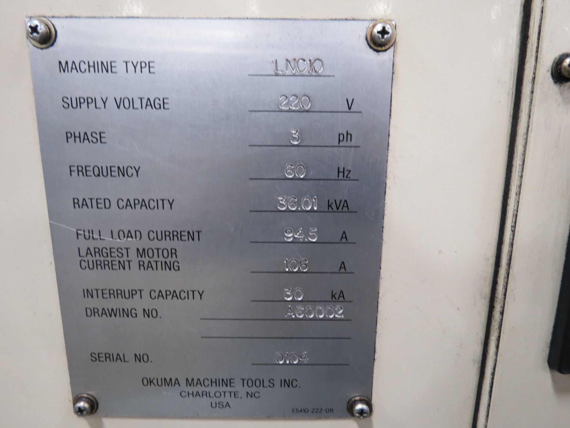 Okuma Cadet Captain 1420 CNC Turning Center, OSP-5020L control - Image 9 of 10