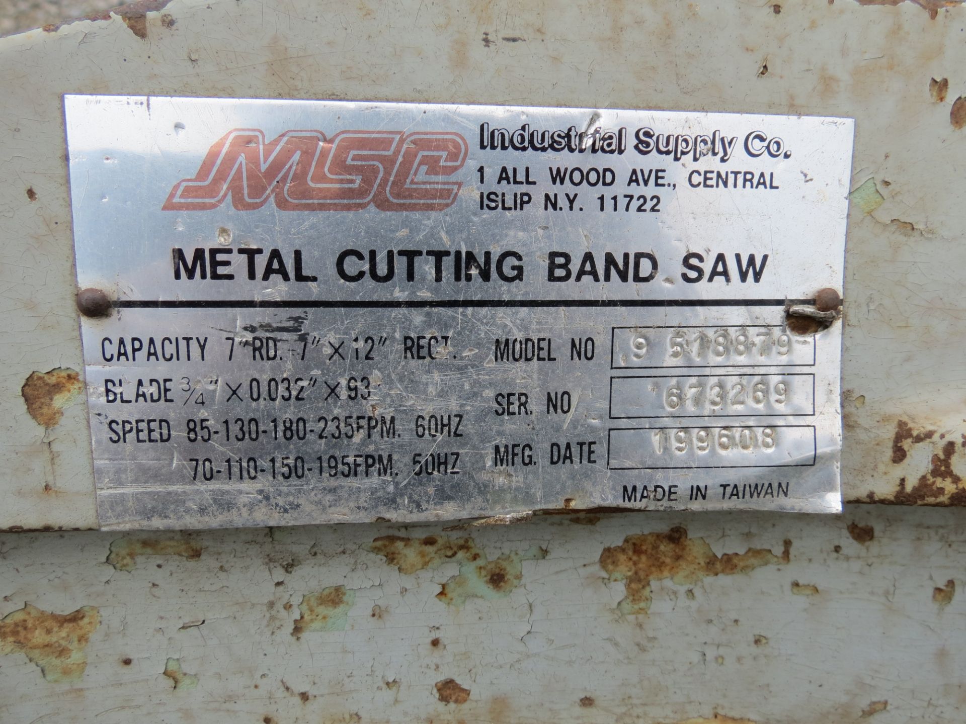MSC 9518879 9" metal cutting bandsaw, s/n 673269 - Image 2 of 3