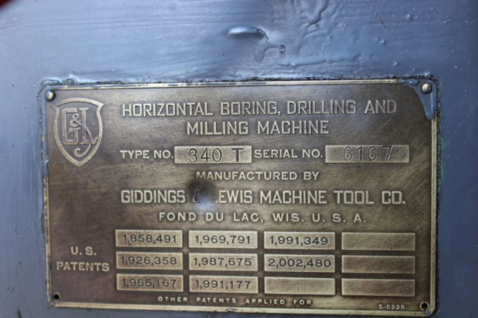 GIDDINGS & LEWIS HORIZONTAL BORING MILL 36" X 62" TABLE MODEL NUMBER 340T SERIAL NUMBER 6167 W. - Image 6 of 7