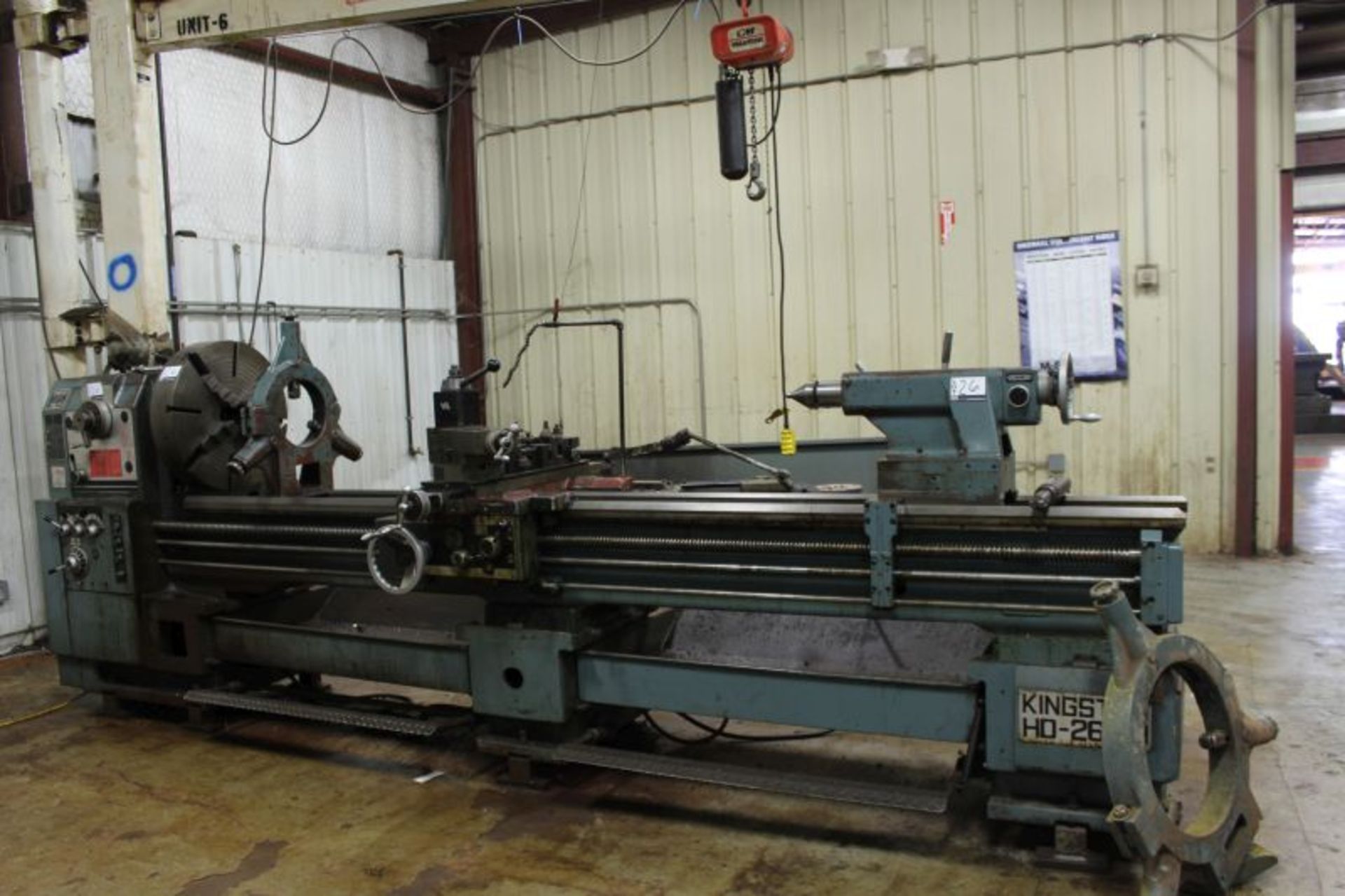 KINGSTON 26" X 120" GAP BED ENGINE LATHE MODEL NUMBER HD26120 SERIAL NUMBER CH08861 W. ALORIS TOOL