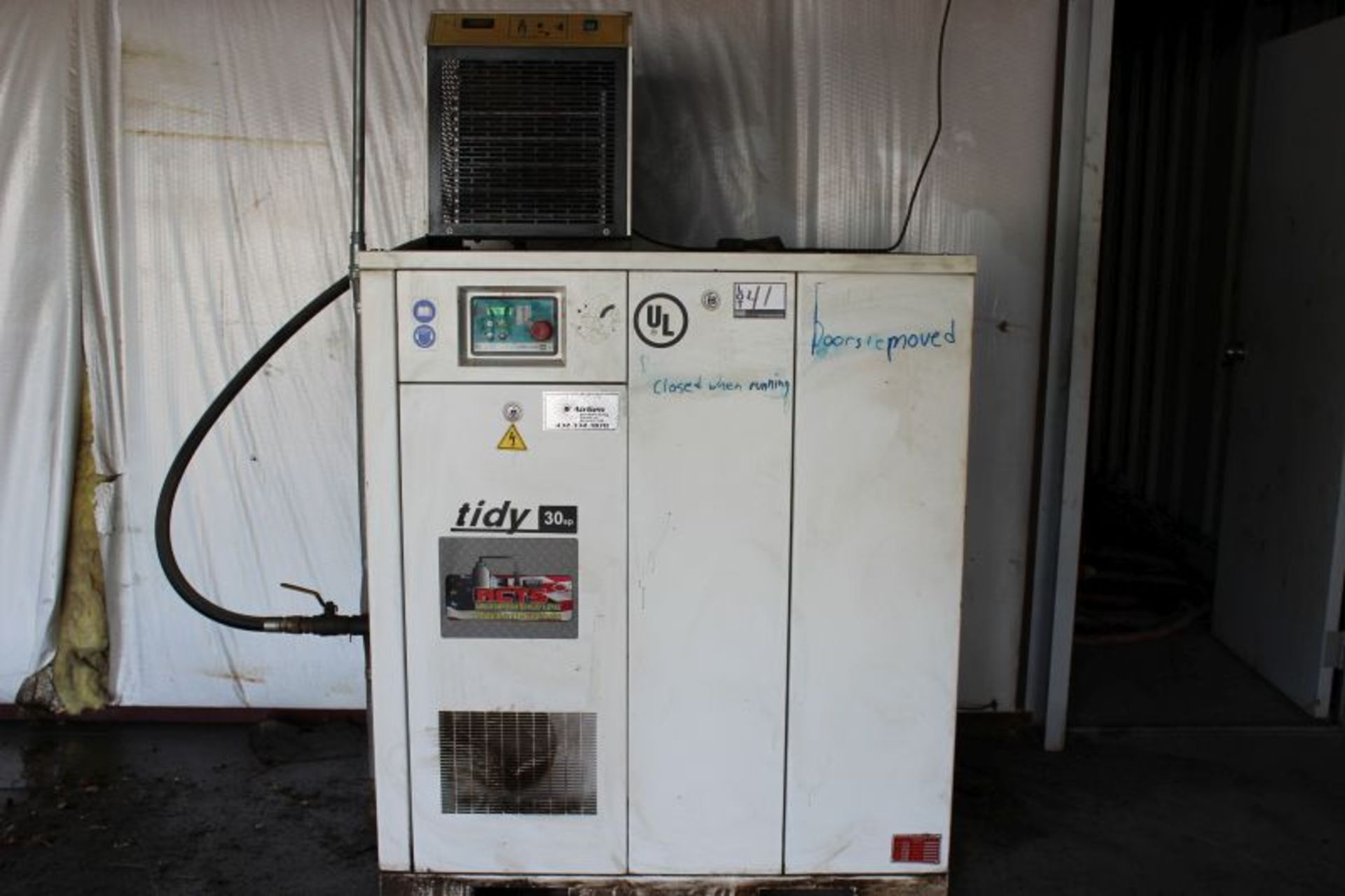 U.S TIDY 30HP AIR COMPRESSOR MODEL NUMBER TIDY30 SERIAL NUMBER 25086