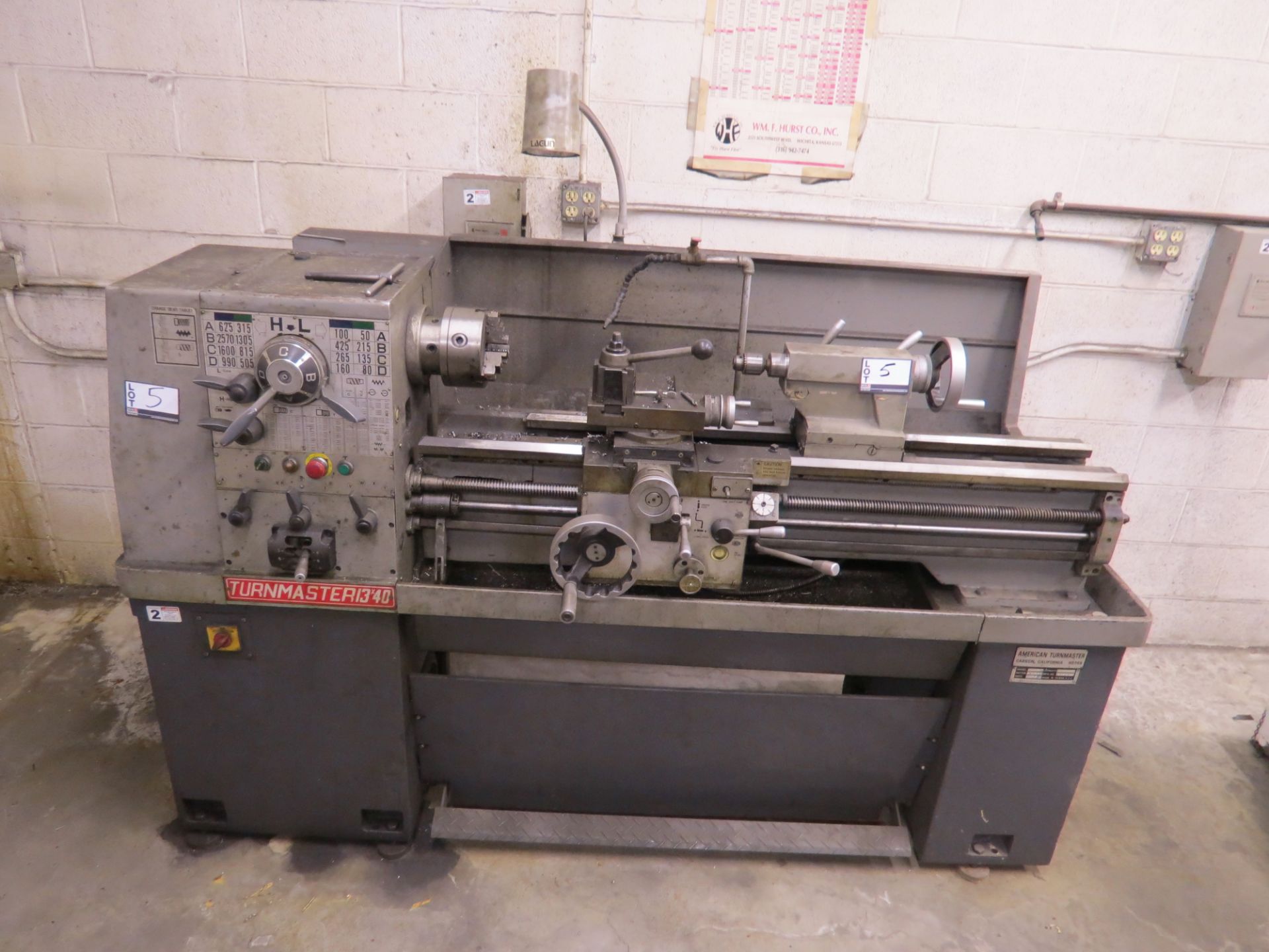 13" x 40" American Turnmaster TRL-1340 Engine Lathe, 3 jaw chuck, tool post, s/n 1349605051269, - Image 5 of 5