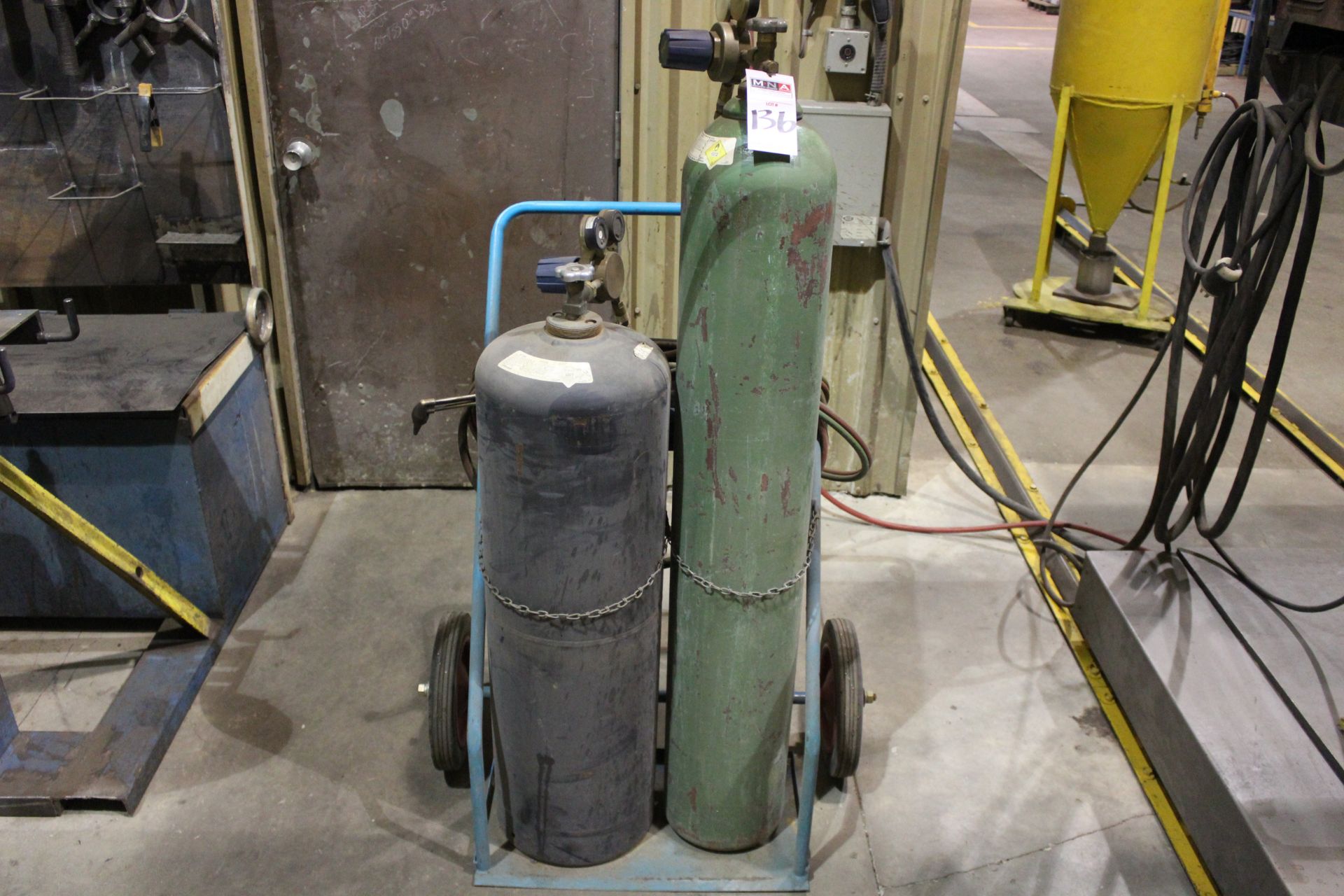 Oxy-Acetylene Welding Cart with tanks, regulator valves and gun