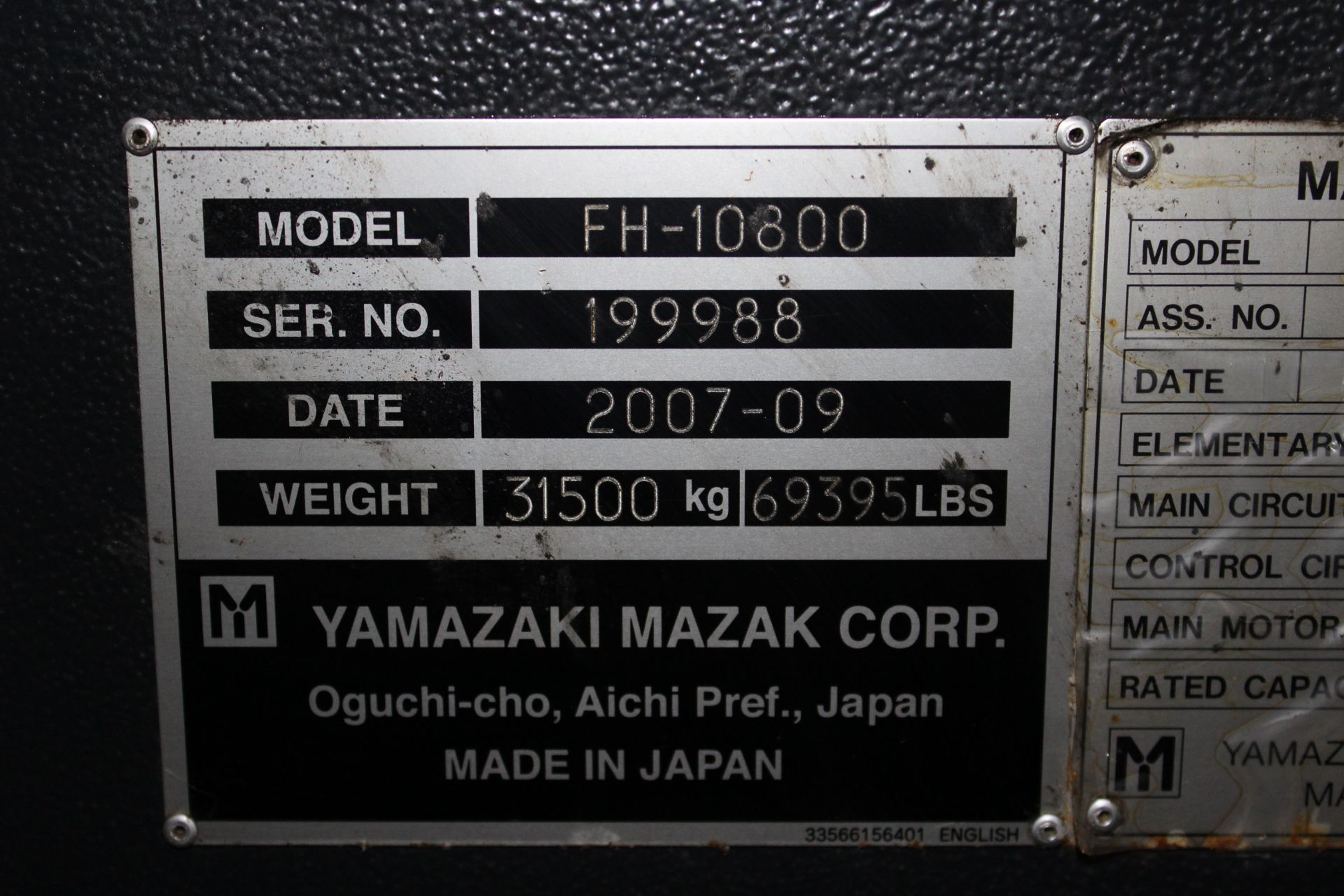 Mazak FH-10800 4 Axis HMC, Fusion 640 control, (2) 40” pallets, 67” x 55” x 55” travels - Image 11 of 11