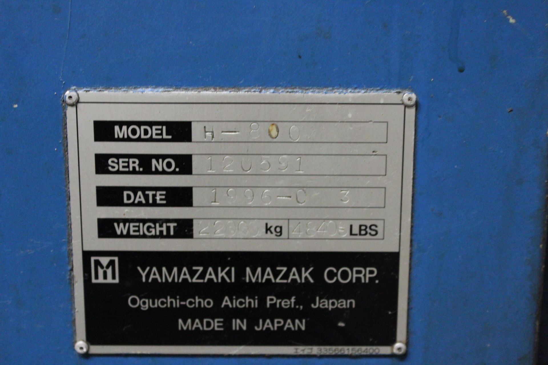 MAZAK H800 HMC, MAZTROL, (2) 31" PALLETS, 49"X39"X33", 30 HP, Cat 50 S/N 120591 - Image 12 of 12