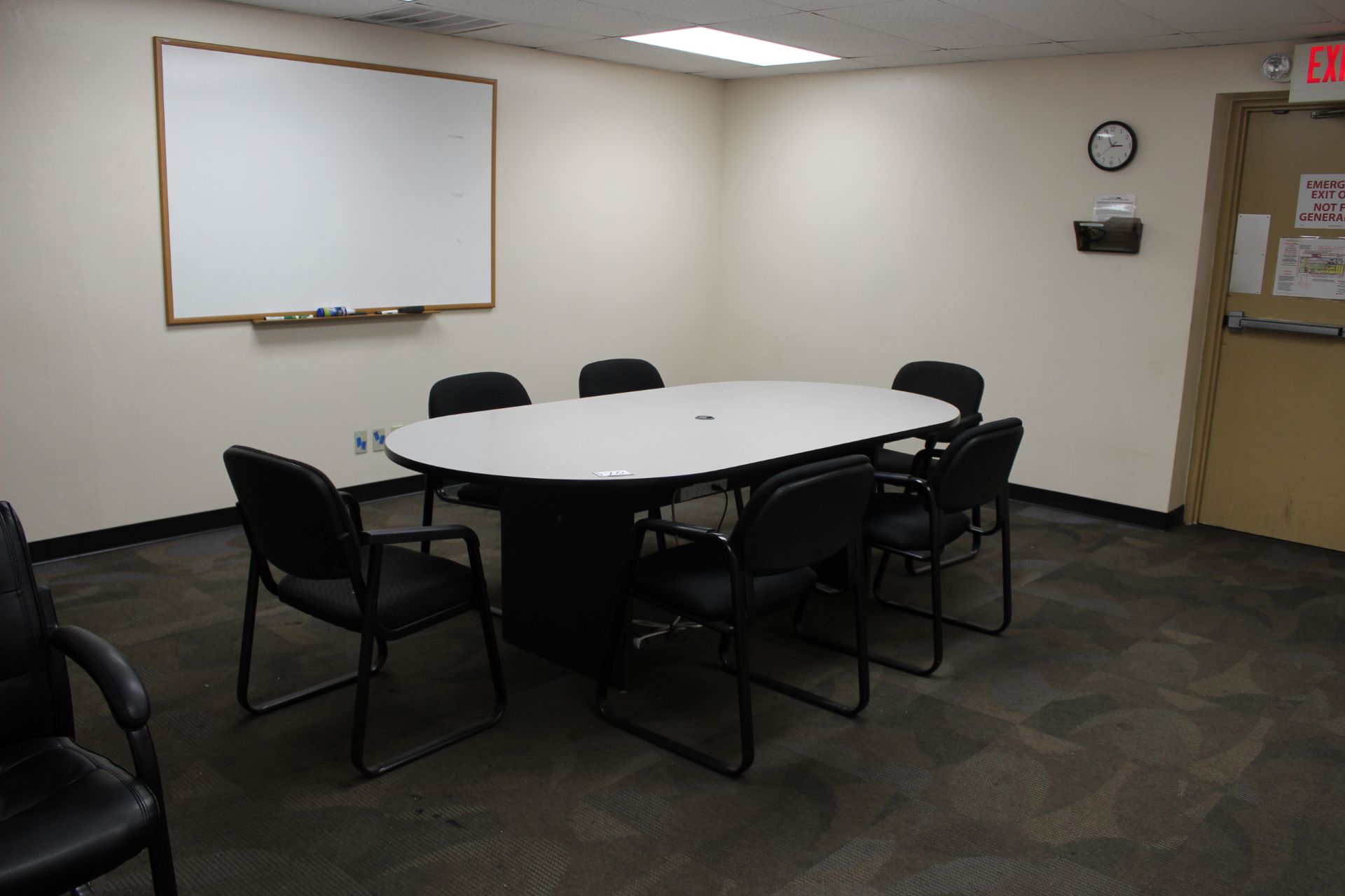 CONFERENCE TABLE, CHAIRS, AND 2 WHITE BOARDS