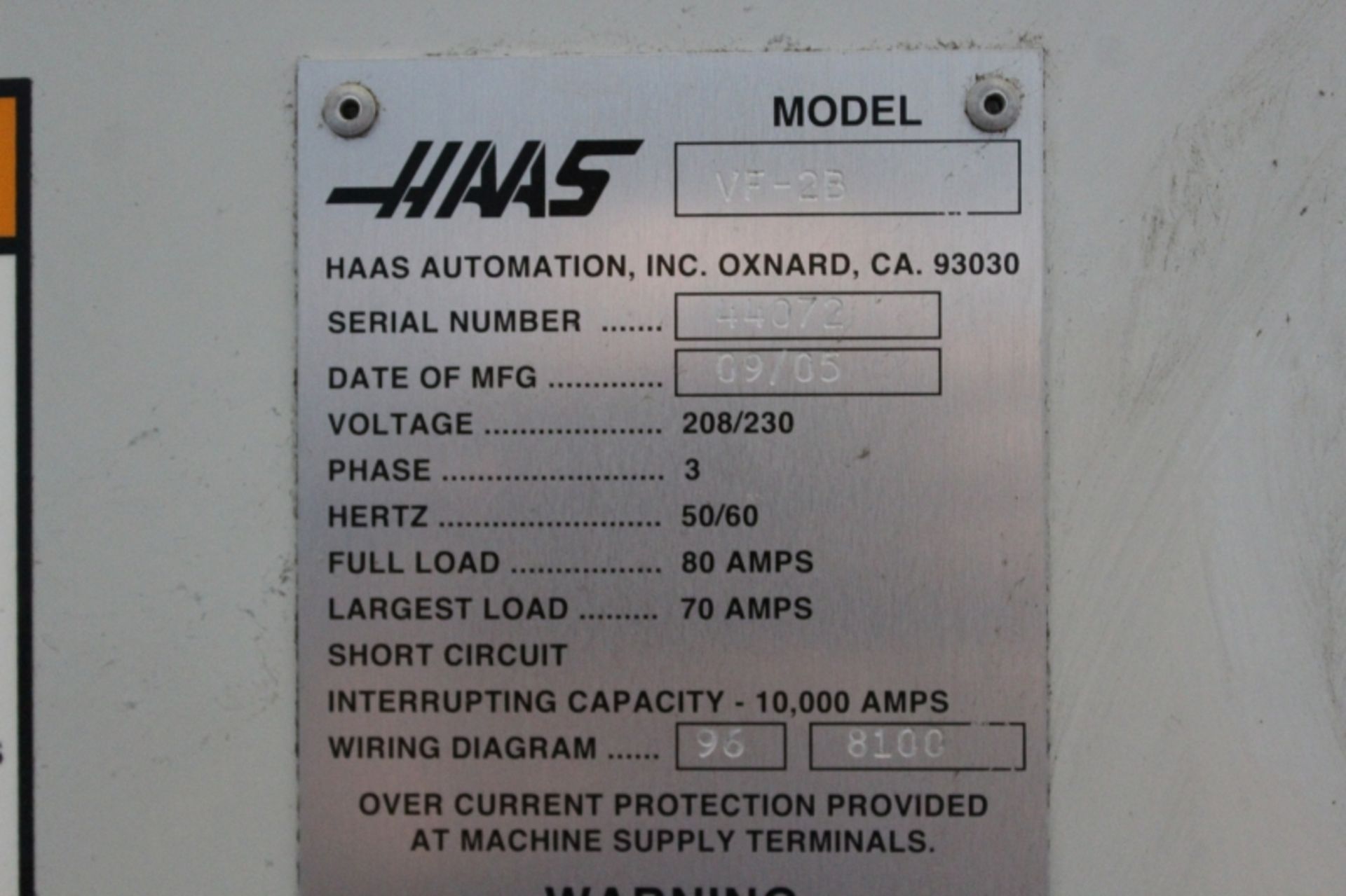 Haas Vf -2B Vmc S/N 44072 New 2005 - Image 11 of 11