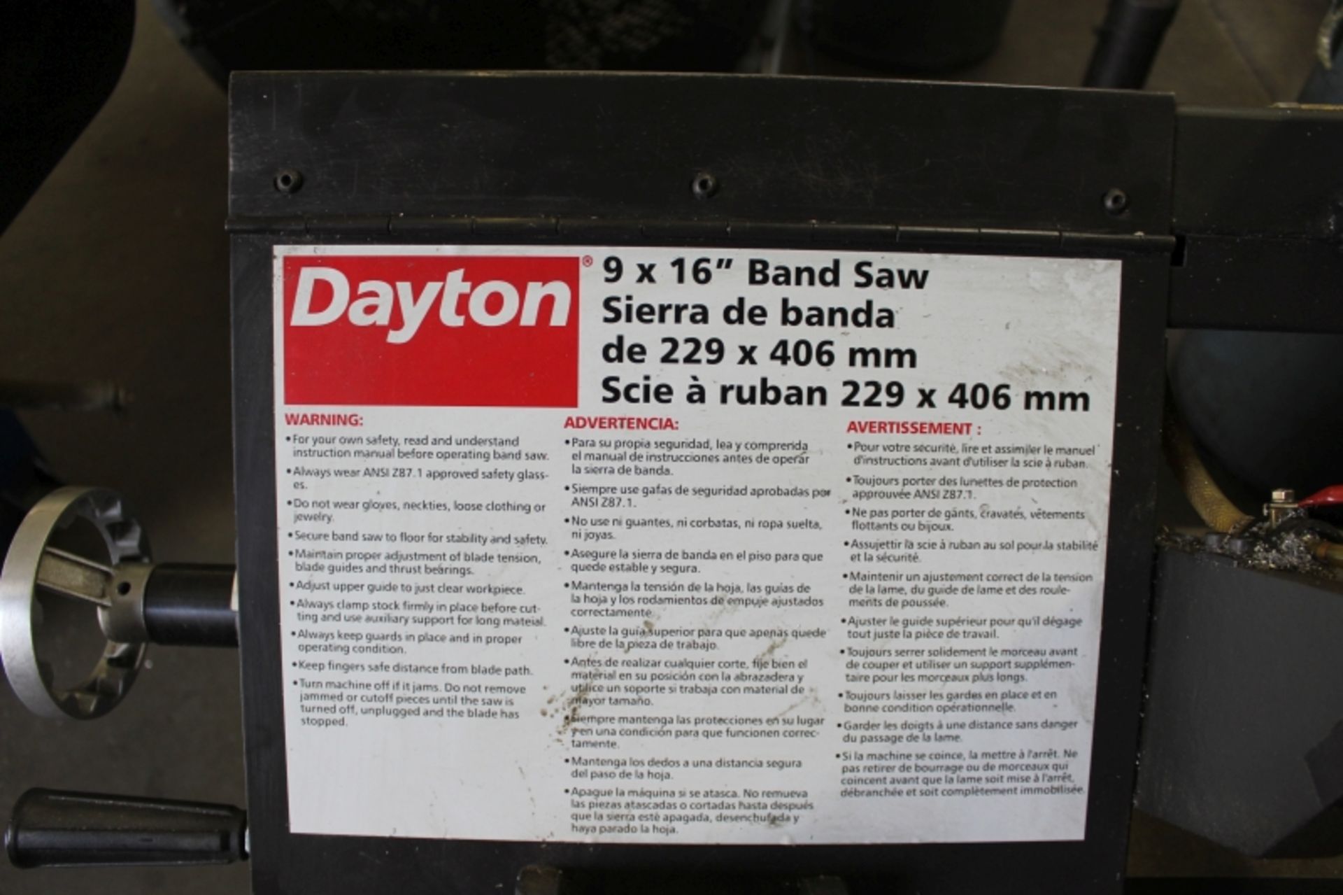 Dayton 9'' X 16'' Horizantal Band Saw S/N 041300016 - Image 4 of 6