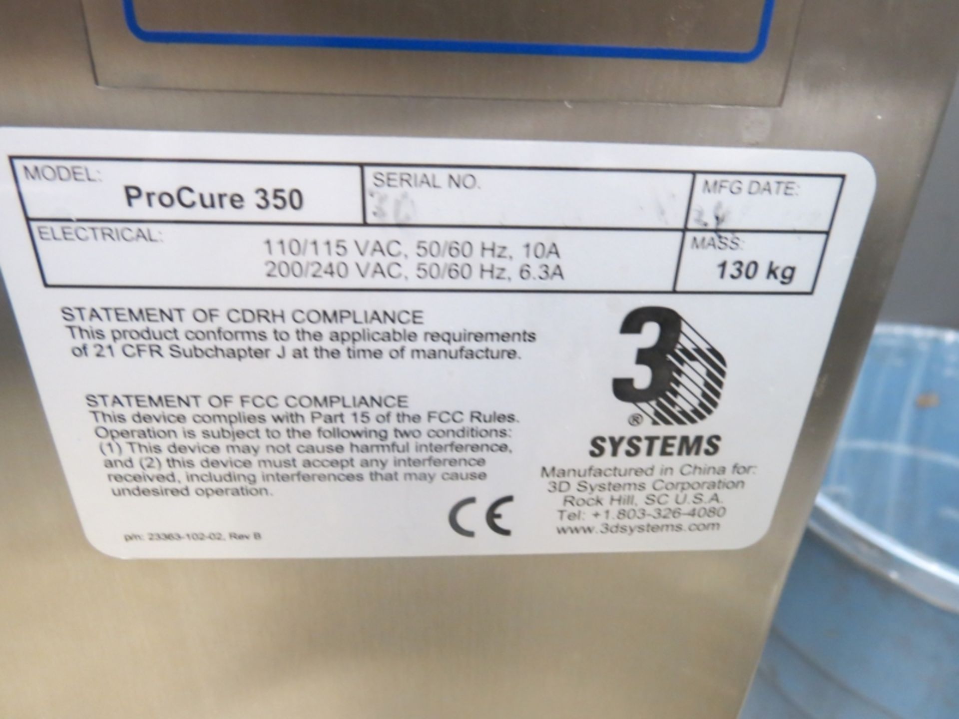 3 D PRO CURE 350 UV Chamber s/n 20 - Image 4 of 5