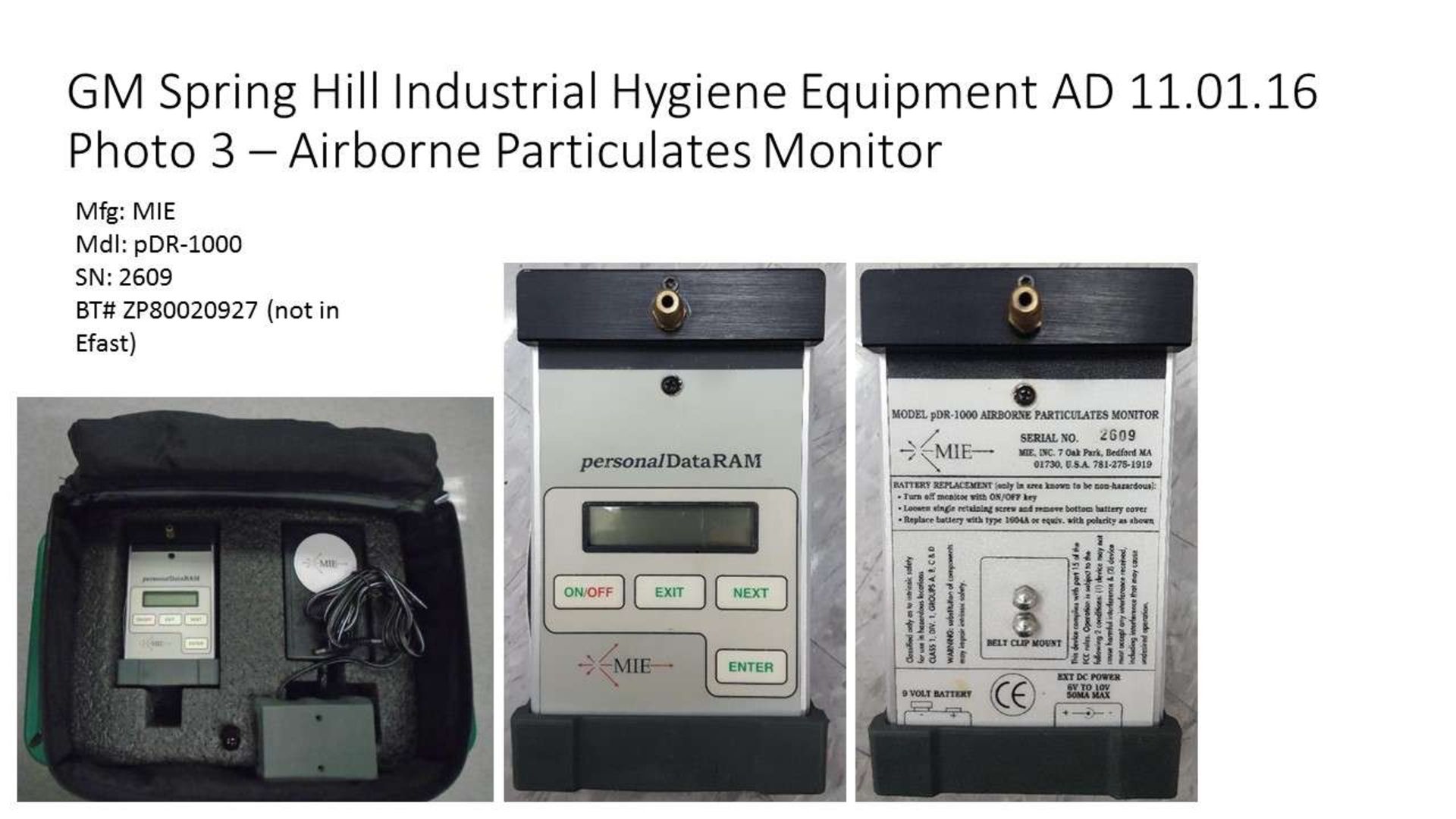 Monitoring Instruments for the Environment Inc PDR1000 Airborne Particulates Monitor