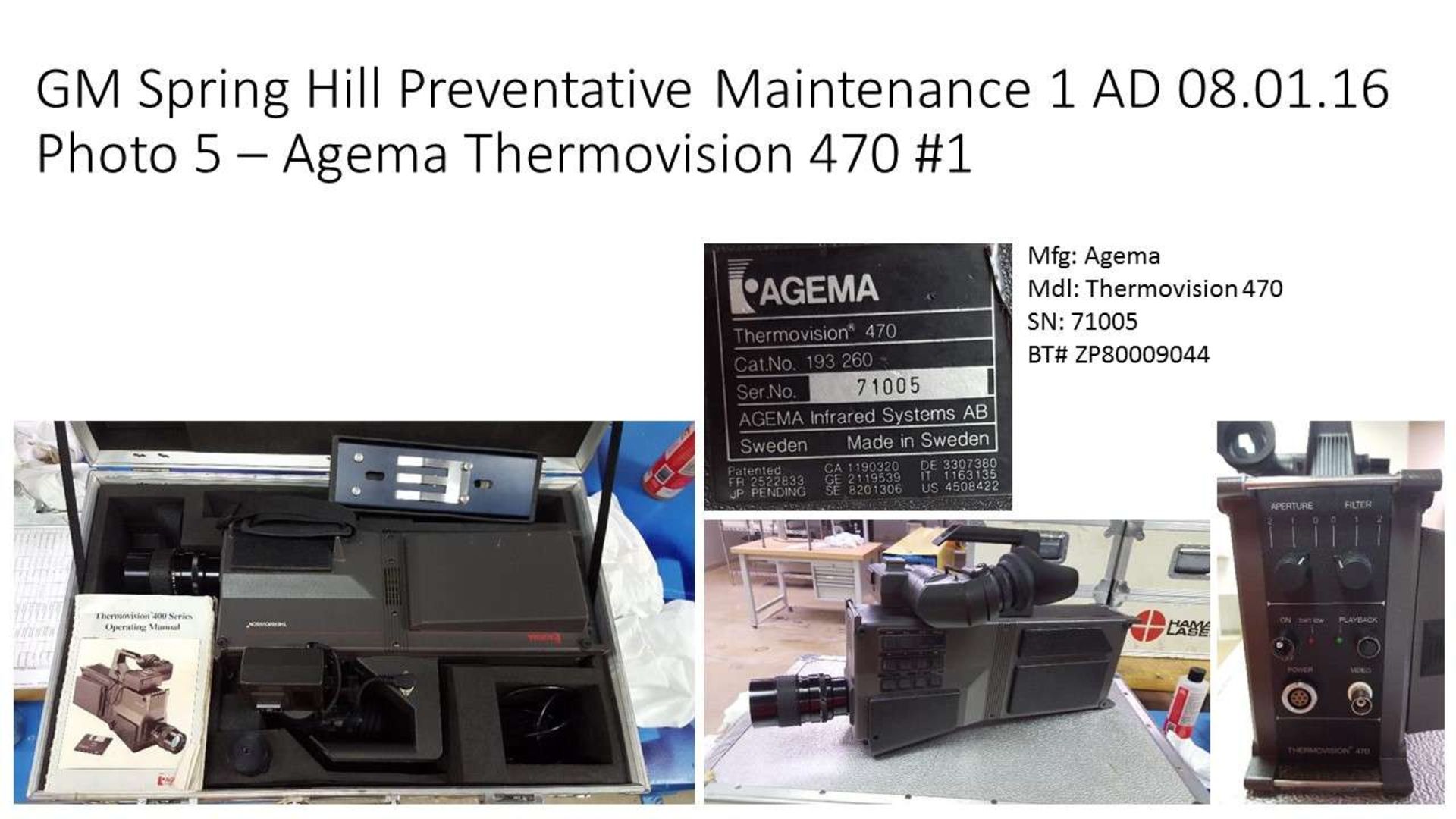 Agema Thermovision 470 Infrared Camera