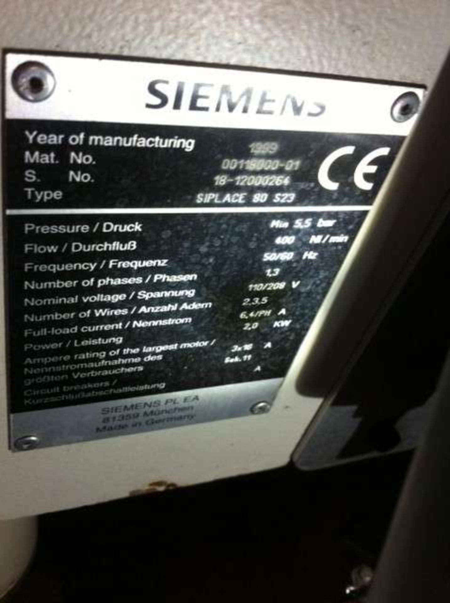 Siemens Siplace 80 S23 Chip Placement Machine - Image 3 of 3