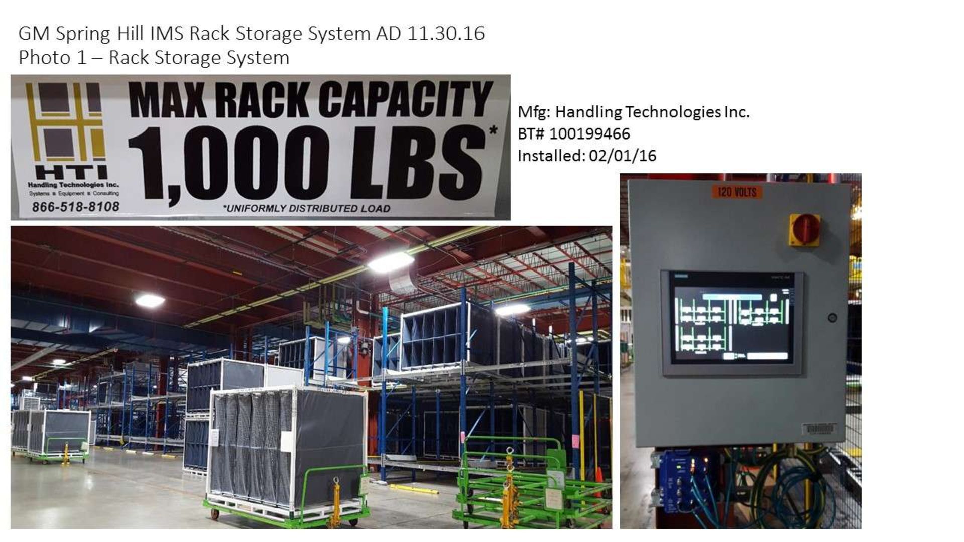 Handling Technologies Rack Storage System