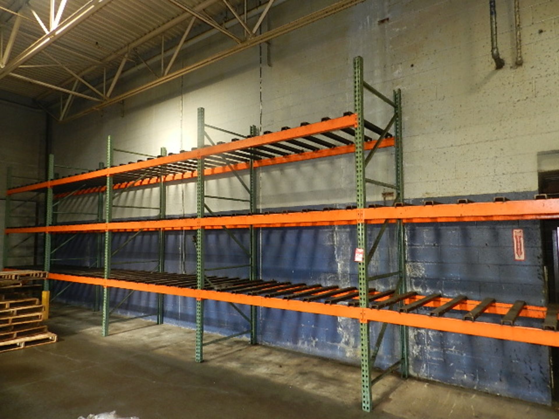 (4) SECTIONS OF PALLET RACKING - (6) 48'' DEEP X 12' TALL TEAR DROP STYLE UPRIGHTS, (28) 8' CROSS