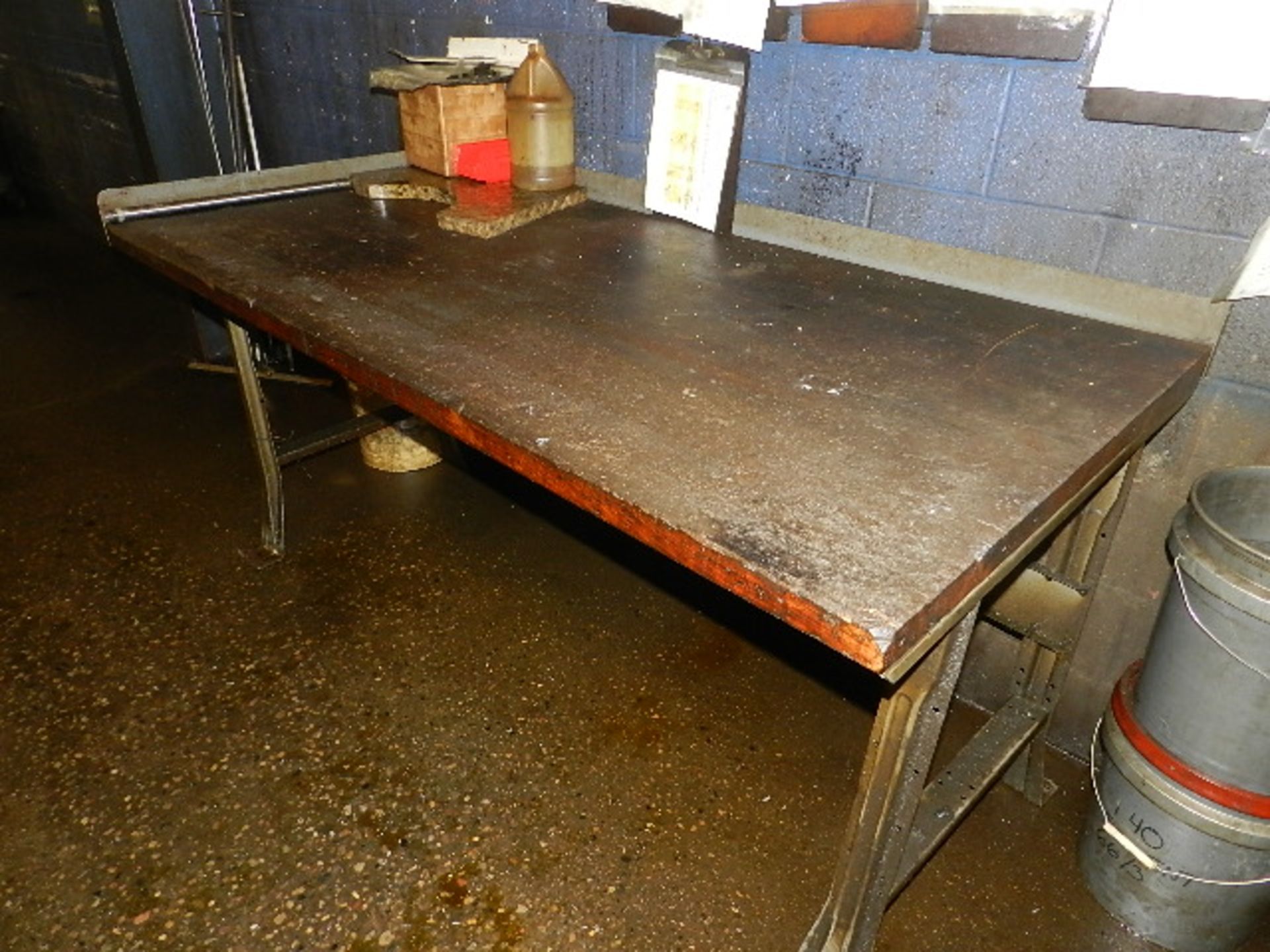 (1) 6' LONG WORK BENCH, (1) 5' LONG WORK BENCH, STOOL, AND CONTENTS ON TABLE (A) - Image 2 of 4