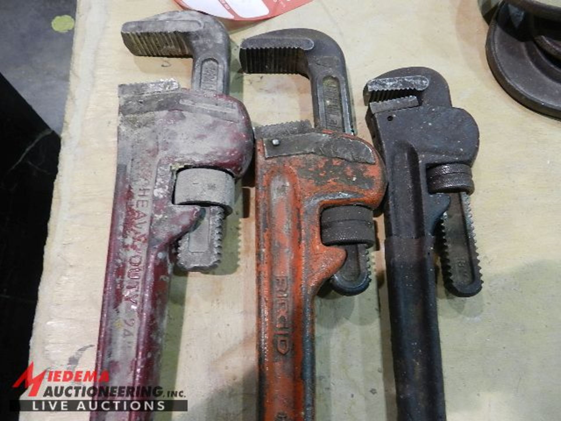 (3) ADJUSTABLE PIPE WRENCHES, 24", 24" AND 18" - Image 2 of 2