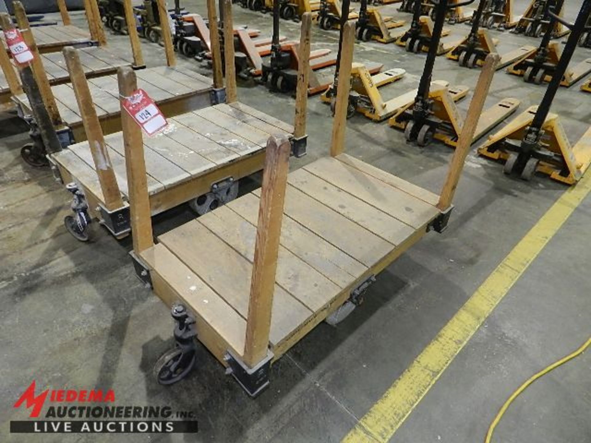 RAILROAD STYLE WOOD CART WITH (4) REMOVABLE HANDLES, 48" X 27" - Image 3 of 3