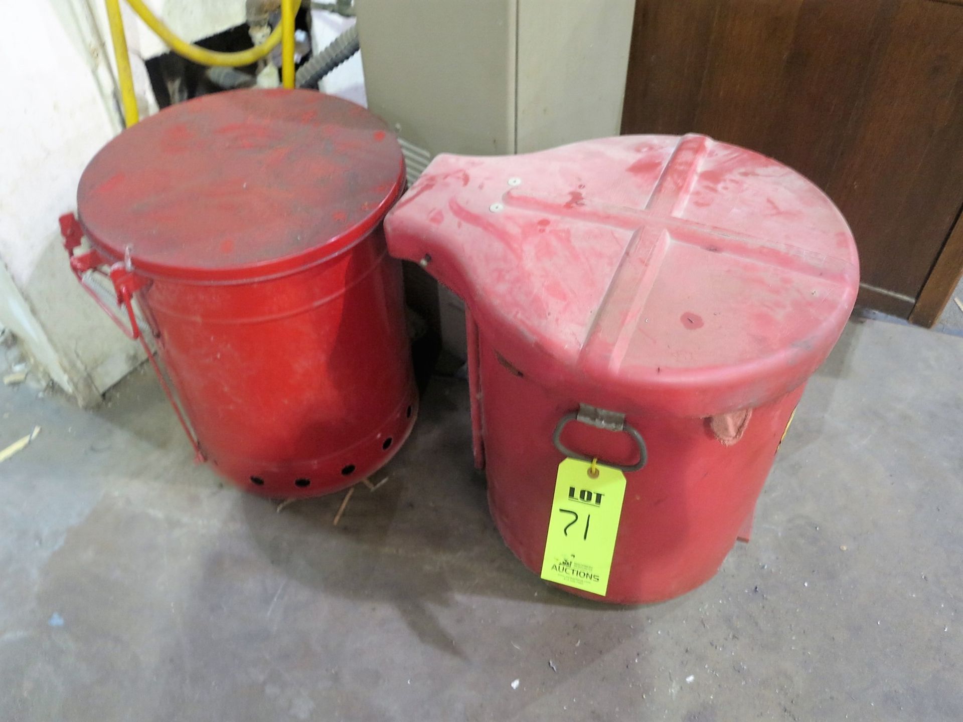 (2) OIL RAG WASTE CANS